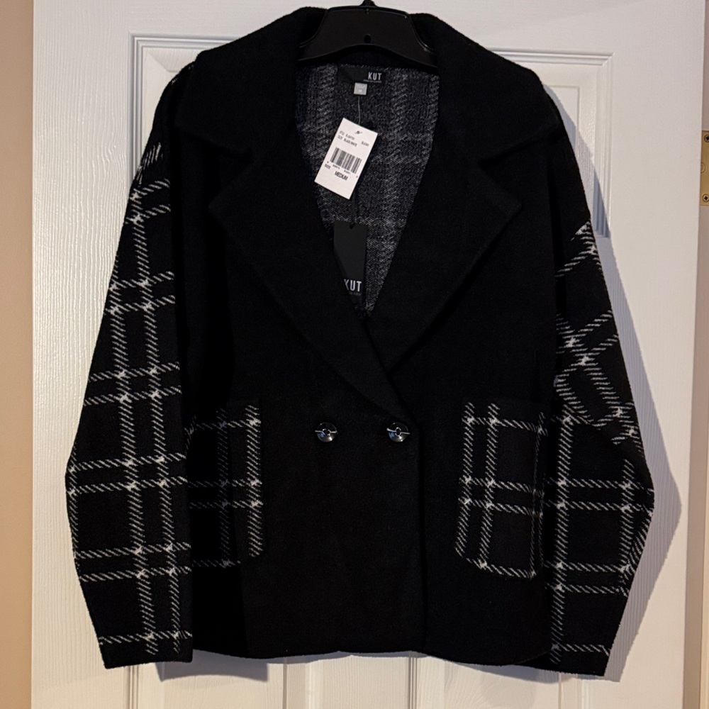 Kut from the Kloth Black and White Plaid Blazer